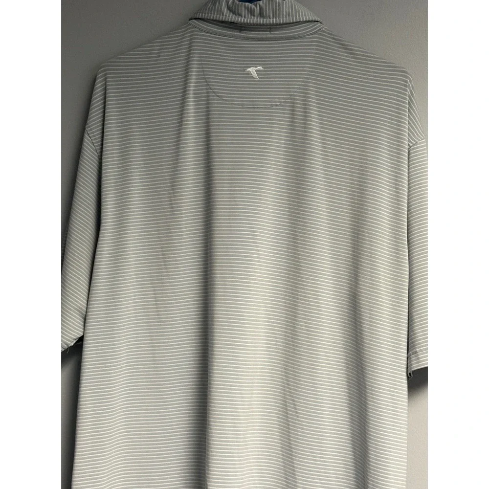 Genteal Performanc Polo Shirt Mens XL Gray White Stripe Short Sleeve Golf - Picture 10 of 12